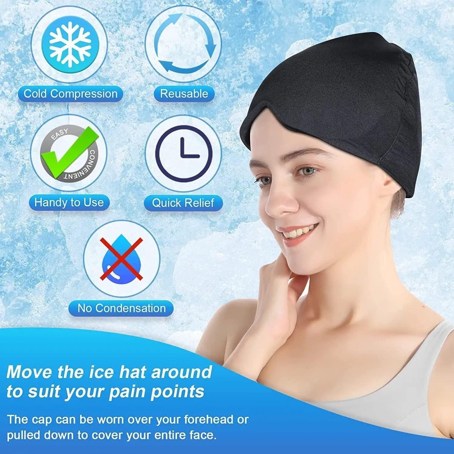 Migraine Relief Cap-Great for Tension, Sinus, Better Sleep & Stress Relief